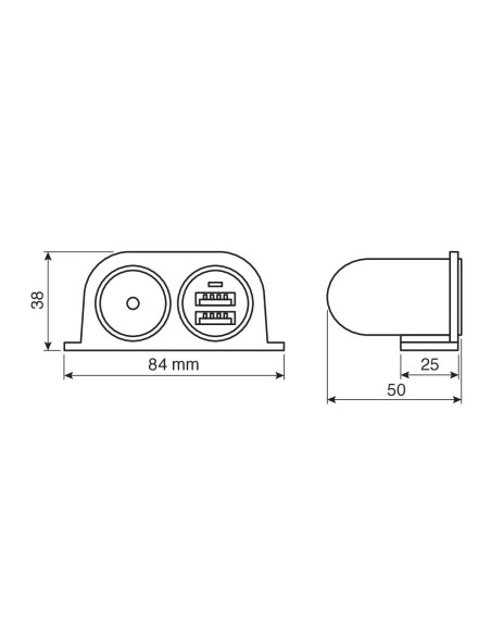 Extra-Power, presa corrente con doppia USB, 12/24V