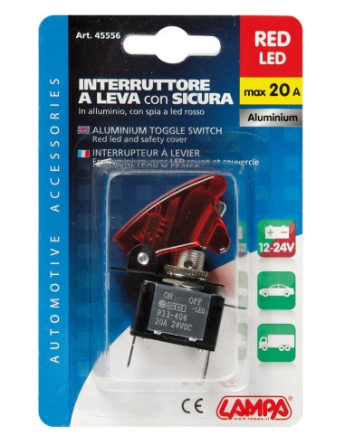 INTERRUTTORE CON SICURA ROSSO 12/24V MAX20A 45556 LAMPA
