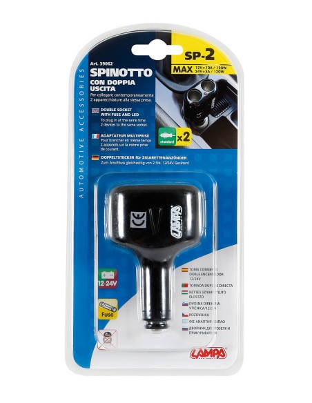 SPINOTTO DOPPIA PRESA 12/24V 39062 LAMPA