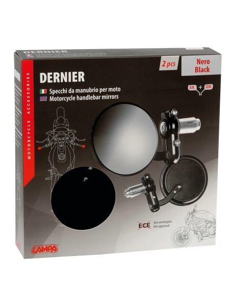 COPPIA SPECCHI DERNIER NERI PER MANUBRIO MOTO