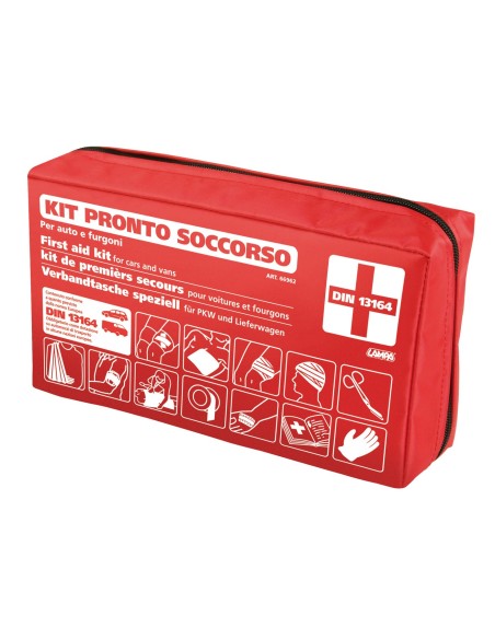 KIT PRONTO SOCCORSO PER AUTO NORME DIN 13164 66962 LAMPA