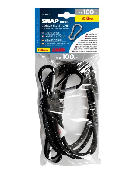 Snap-Hook, coppia corde elastiche con moschettoni in alluminio