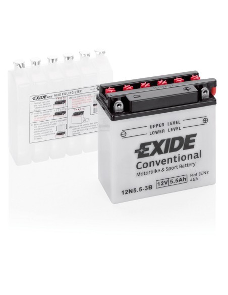BATTERIA 5.5Ah 45A EXIDE MOTO CONVENTIONAL CARICA