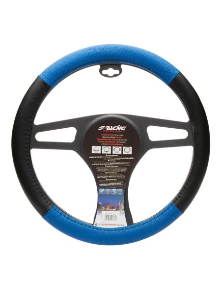 COPRIVOLANTE PELLE NERA-AZZURRA / BLACK&BLUE LEATH