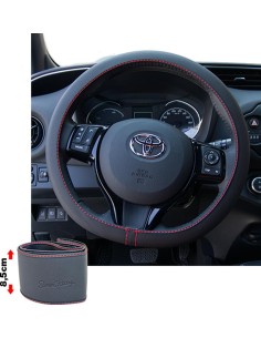 COPRIVOLANTE NERO CON CUCITURE ROSSE