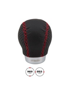 POMELLO PELLE NERA LISCIA-FORATA CUCITURA ROSSA/ B