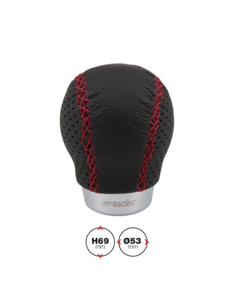 POMELLO PELLE NERA LISCIA-FORATA CUCITURA ROSSA/ B