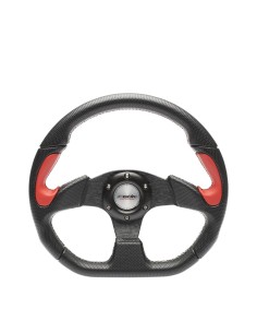 VOLANTE SPORTIVO ECOPELLE NERA FORATA-ECOPELLE ROS