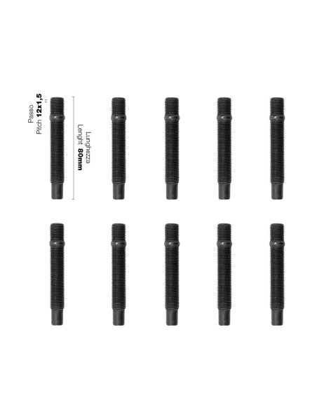 10 COLONNETTE RUOTA 12X1.5 L.80MM