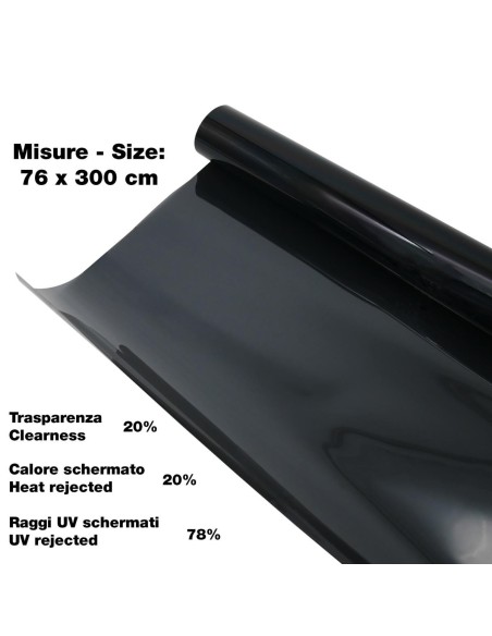 PELLICOLA OSCURA VETRI MEDIUM BLACK 76X300cm.