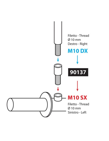 ADATTATORE SPECCHIO MOTO M10 DX in poi  M10 SX