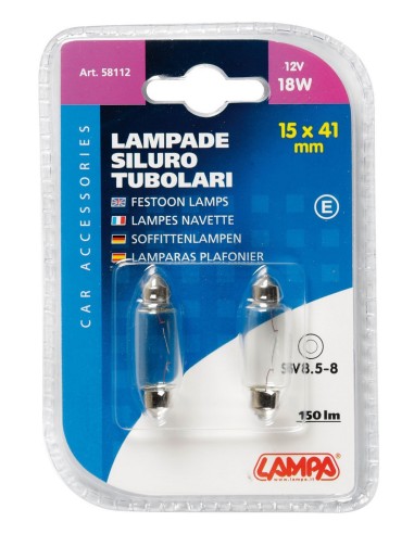 CP.LAMPADINE TUBOLARE 18W SV8,5 15X41