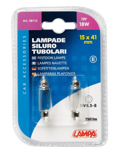 CP.LAMPADINE TUBOLARE 18W SV8,5 15X41
