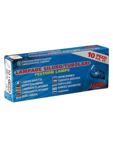 SET 10 LAMPADIN.TUBOL.C10W SV8,5 11X35MM.12V 10W