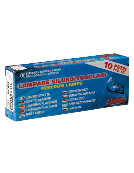 SET 10 LAMPADIN.TUBOL.C10W SV8,5 11X35MM.12V 10W