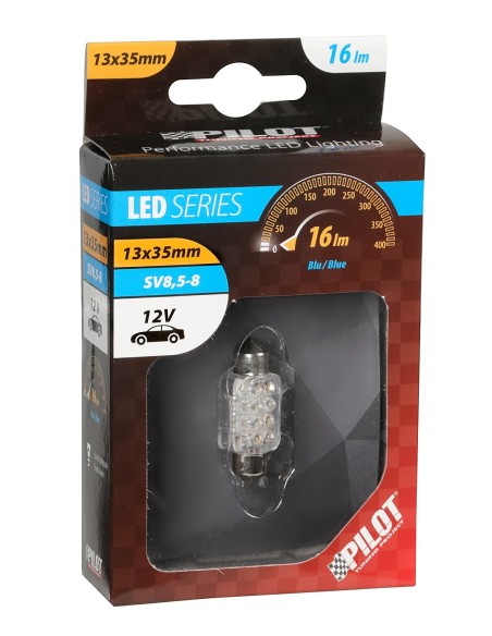 LAMPADIN.10MMX36MM MEGA-BRITE 8 LED BLUE