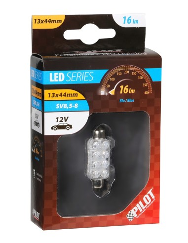 LAMPADIN. 10MMX44MM MEGA-BRITE 8 LED BLU