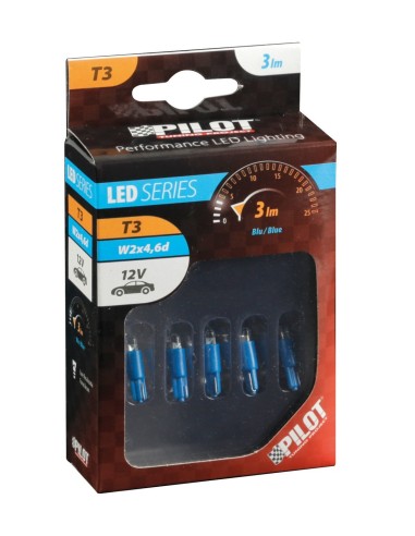SET 5 LAMPADE -T5- A LED 3mm.PER CRUSCOTTO BLU'