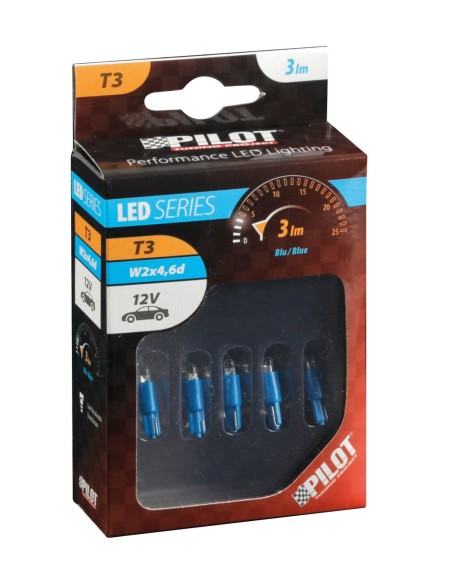 SET 5 LAMPADE -T5- A LED 3mm.PER CRUSCOTTO BLU'