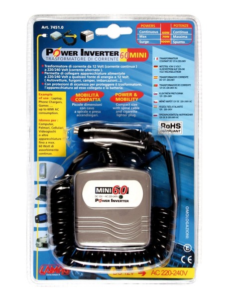 POWER INVERTER 70W 12 in poi 220V SPUNTO 100W