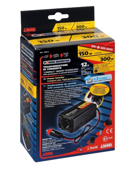 POWER INVERTER 150W 12- in poi 220V SPUNTO 300W ROHS