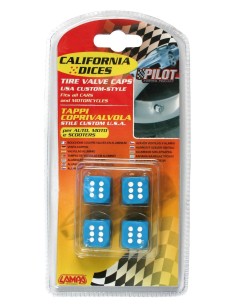 SET 4 DADI COPRIVALVOLA BLU + PUNTINI BIANCHI 2