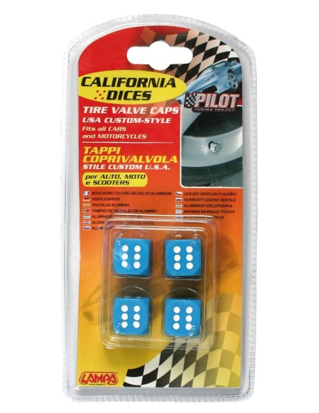 SET 4 DADI COPRIVALVOLA BLU + PUNTINI BIANCHI