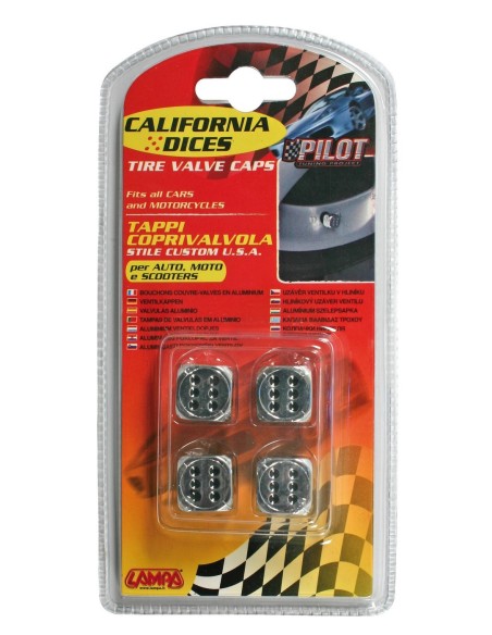 SET 4 DADI COPRIVALVOLA CROMO + PUNTINI NERI