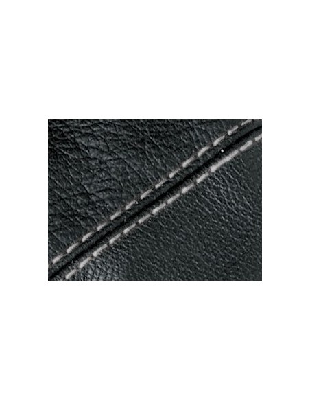 CUFFIA LEVA CAMBIO PELLE NERA C/CUCITURE GRIGIE