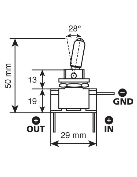 INTERRUTTORE A LEVA,LED ROSSO