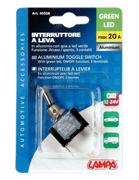 INTERRUTTORE A LEVA,LED VERDE