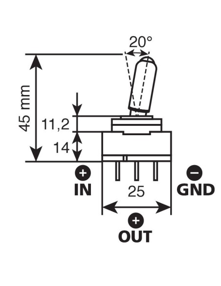 INTERRUTTORE A LEVA 20A-12V. CON LED BLU
