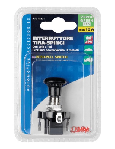 INTERRUTTORE TIRA/SPINGI CON LED VERDE