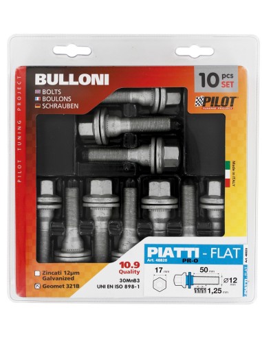 SET 10 BULLONI LUNGHI PIATTI C/ROND. PR0