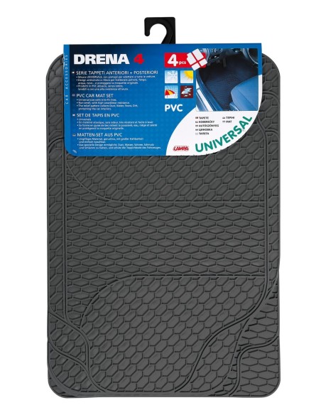 -SET TAPPETI --DRENA-4-- IN PVC GRIGIO-