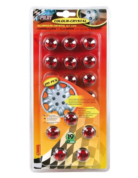 -SET 20 COPRIBULLONI--CRYSTAL-- 19MM., ROSSI-