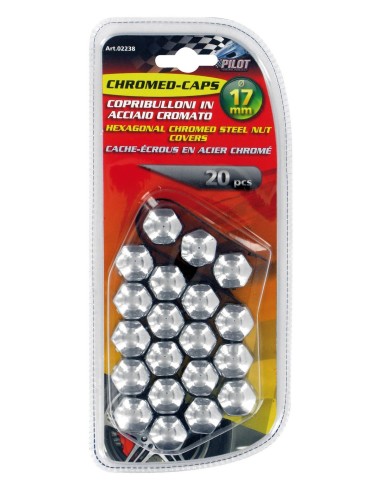 SET 20 COPRIBULLONI 17MM.CROM