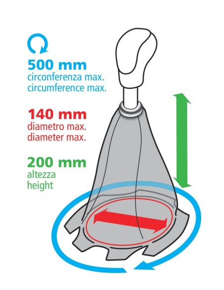 CUFFIA LEVA CAMBIO PREMIUM CUCITURE ROSSE 05040