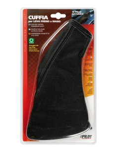 CUFFIA LEVA FRENO PELLE NERA CUCITURE GRIGIE 2