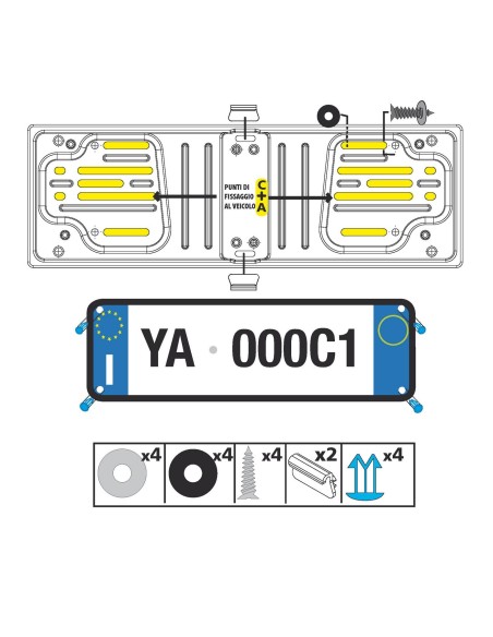 PORTATARGA ANTERIORE IN ALLUMINIO