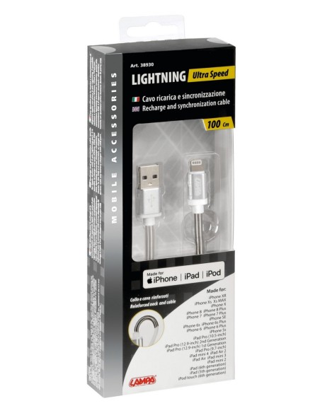 CAVO DATI LIGHTNING MFI PER IPOD,IPHONE E IPAD 1M
