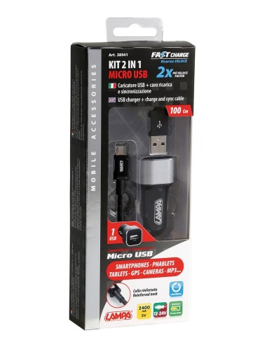 KIT RICARICA MICRO-USB CON UNIVERSAL FAST CHARGE 2