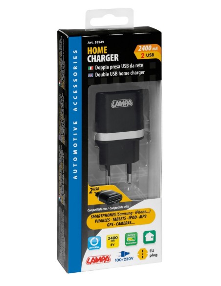 DOPPIA PRESA USB DA RETE 2100MA