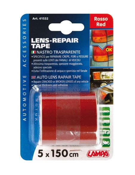 NASTRO TRASPARENTE ROSSO PER RIPARAZIONE FANALI 5X