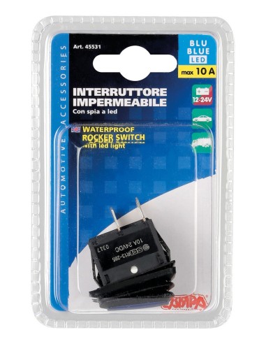 INTERRUTTORE IMPERMEABILE 12/24V CON LED BLU