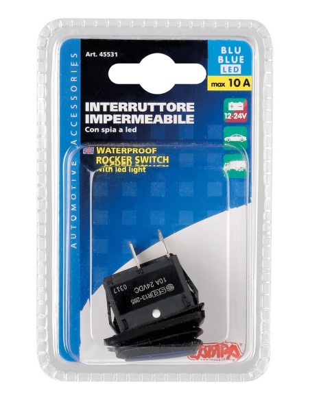 INTERRUTTORE IMPERMEABILE 12/24V CON LED BLU
