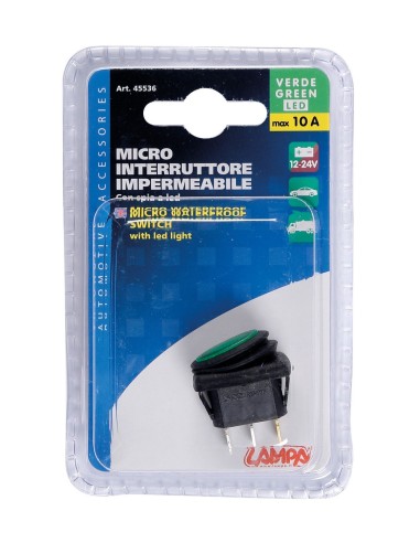 MICRO INTERRUTTORE 12/24V CON LED VERDE