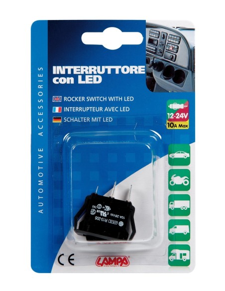 INTERRUTTORE 12/24V CON LED BLU
