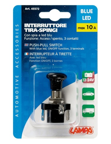 INTERRUTTORE TIRA/SPINGI LED BLU 12/24V MAX 20A