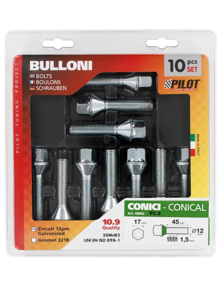 -SET 10 BULLONI CONICI --TC2---